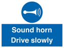 sound-horn-drive-slowly-warehousing-and-delivery-sign~